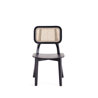 Manhattan Comfort - Versailles Rectangular Dining Chair with American Ash Wood Legs in Black and Natural Cane - Set of 4 - 2-DCCA01-BK veiw 2