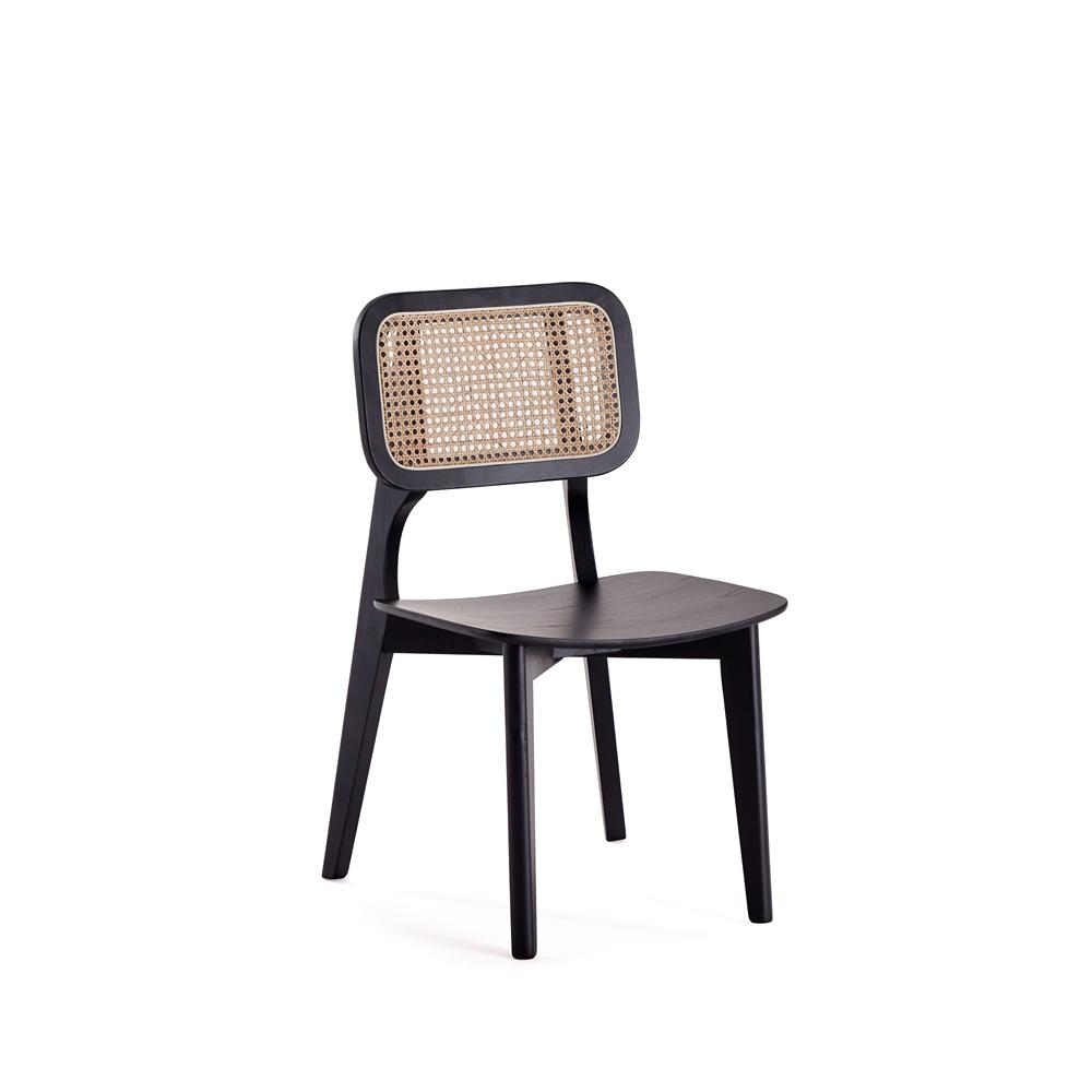 Manhattan Comfort - Versailles Rectangular Dining Chair with American Ash Wood Legs in Black and Natural Cane - Set of 4 - 2-DCCA01-BK veiw 3