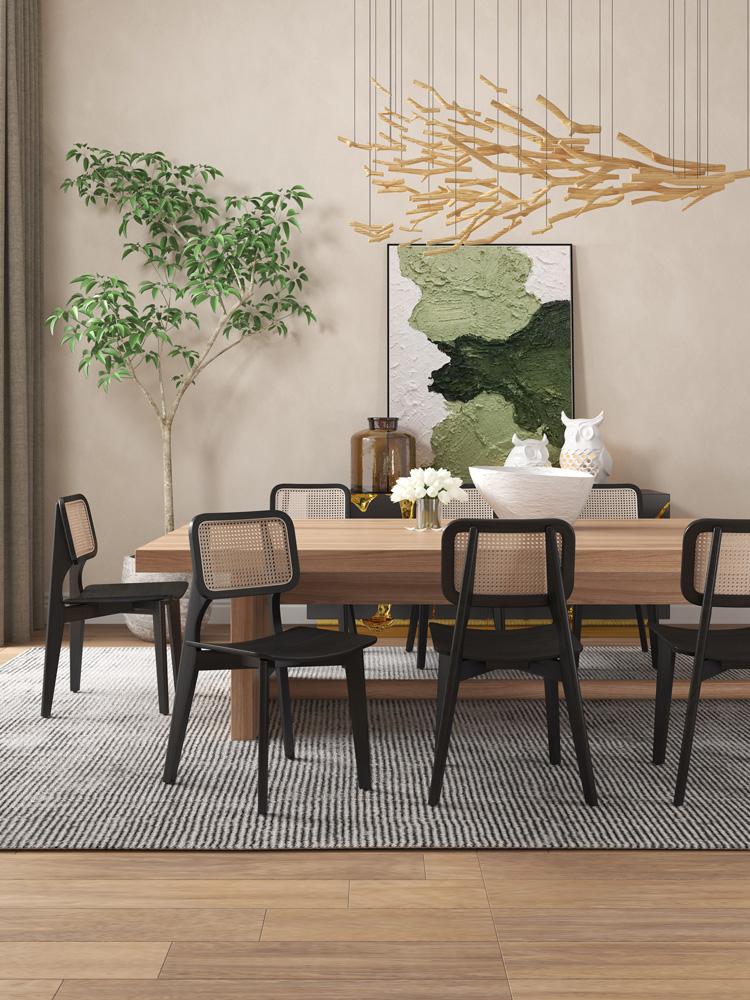 Manhattan Comfort - Versailles Rectangular Dining Chair with American Ash Wood Legs in Black and Natural Cane - Set of 4 - 2-DCCA01-BK veiw 10