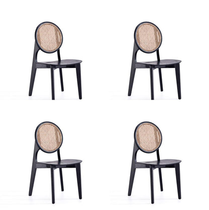 Manhattan Comfort - Versailles Round Dining Chair with American Ash Wood Legs in Black and Natural Cane - Set of 4 - 2-DCCA11-BK veiw 1