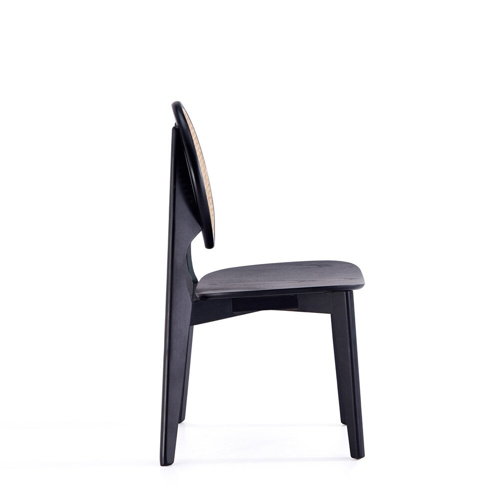 Manhattan Comfort - Versailles Round Dining Chair with American Ash Wood Legs in Black and Natural Cane - Set of 4 - 2-DCCA11-BK veiw 4