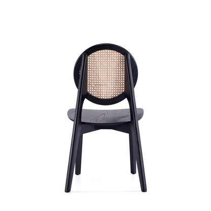 Manhattan Comfort - Versailles Round Dining Chair with American Ash Wood Legs in Black and Natural Cane - Set of 4 - 2-DCCA11-BK veiw 5