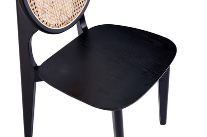 Manhattan Comfort - Versailles Round Dining Chair with American Ash Wood Legs in Black and Natural Cane - Set of 4 - 2-DCCA11-BK veiw 8