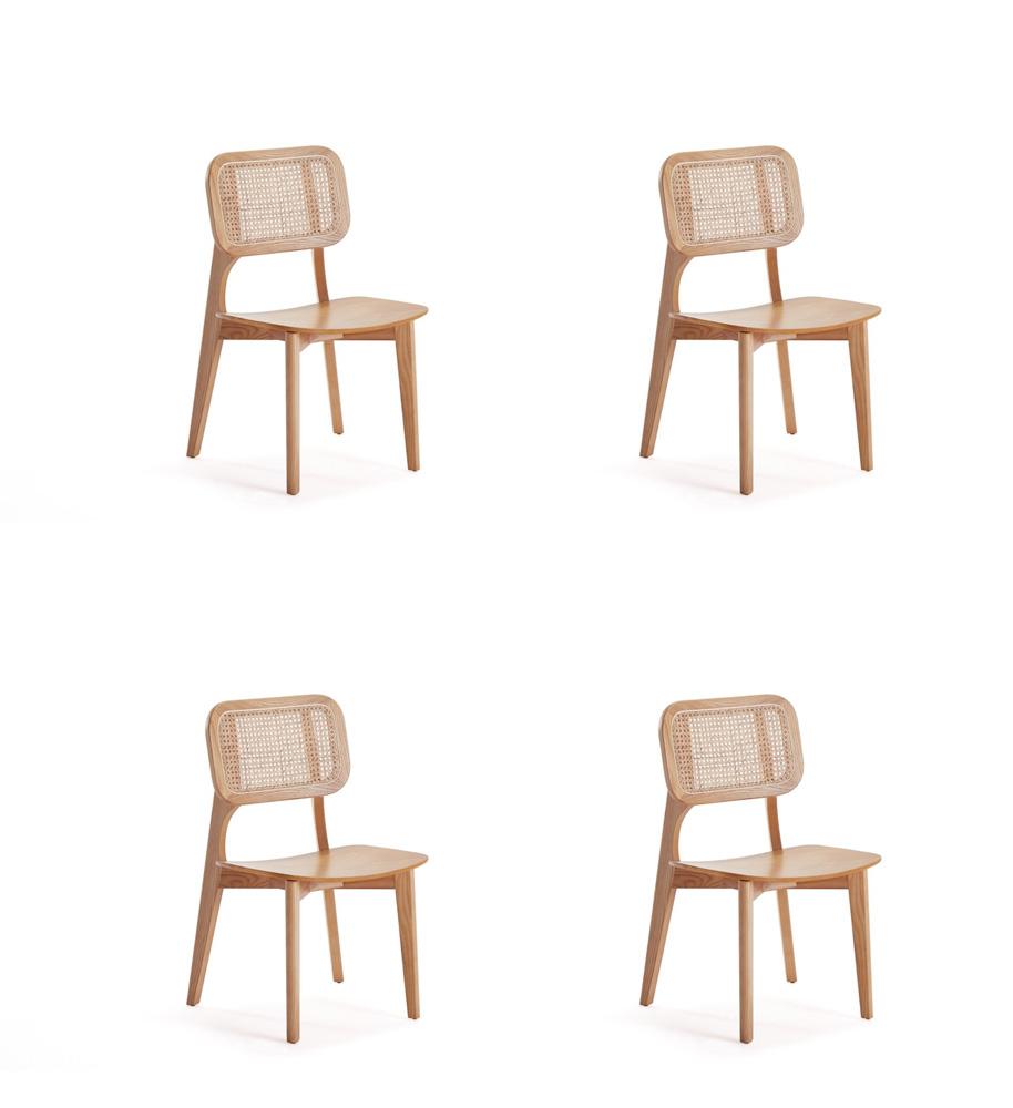 Manhattan Comfort - Versailles Rectangular Dining Chair with American Ash Wood Legs in Nature - Set of 4 - 2-DCCA01-NA veiw 1
