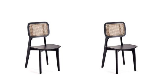 Manhattan Comfort - Versailles Rectangular Dining Chair with American Ash Wood Legs in Black and Natural Cane - Set of 2 - DCCA01-BK veiw 1