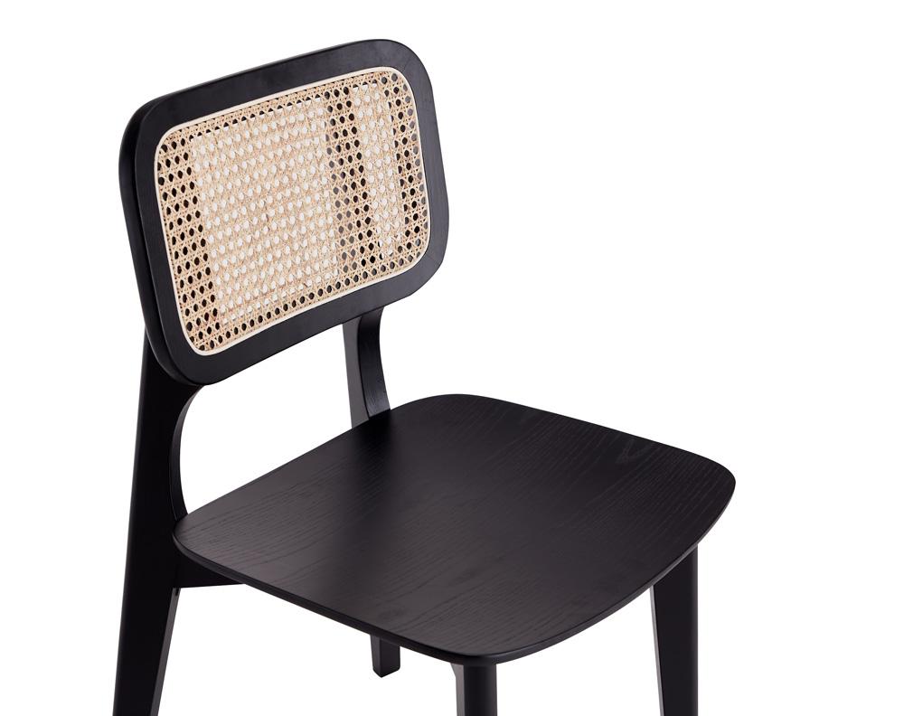 Manhattan Comfort - Versailles Rectangular Dining Chair with American Ash Wood Legs in Black and Natural Cane - Set of 2 - DCCA01-BK veiw 8