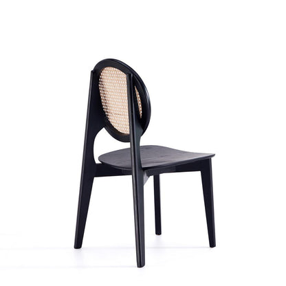 Manhattan Comfort - Versailles Round Dining Chair with American Ash Wood Legs in Black and Natural Cane - Set of 2 - DCCA11-BK veiw 3