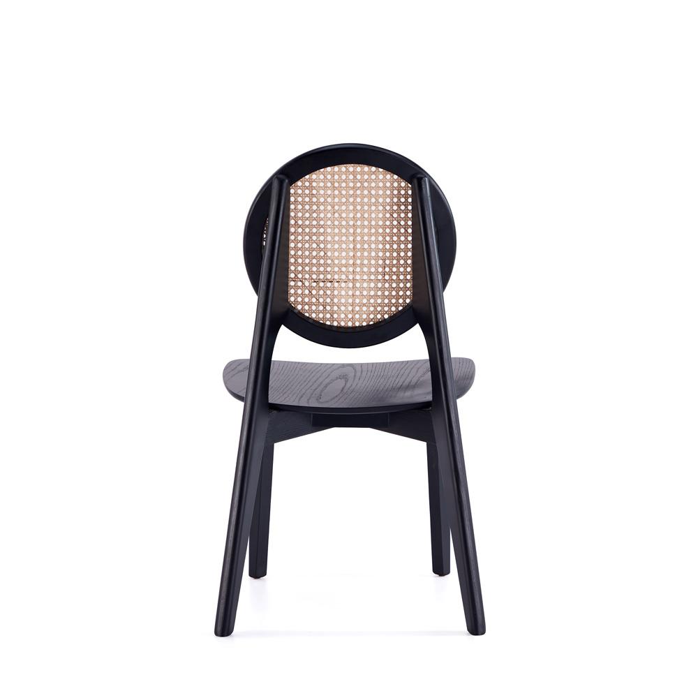 Manhattan Comfort - Versailles Round Dining Chair with American Ash Wood Legs in Black and Natural Cane - Set of 2 - DCCA11-BK veiw 5