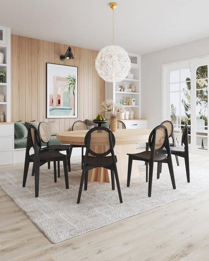 Manhattan Comfort - Versailles Round Dining Chair with American Ash Wood Legs in Black and Natural Cane - Set of 2 - DCCA11-BK veiw 9