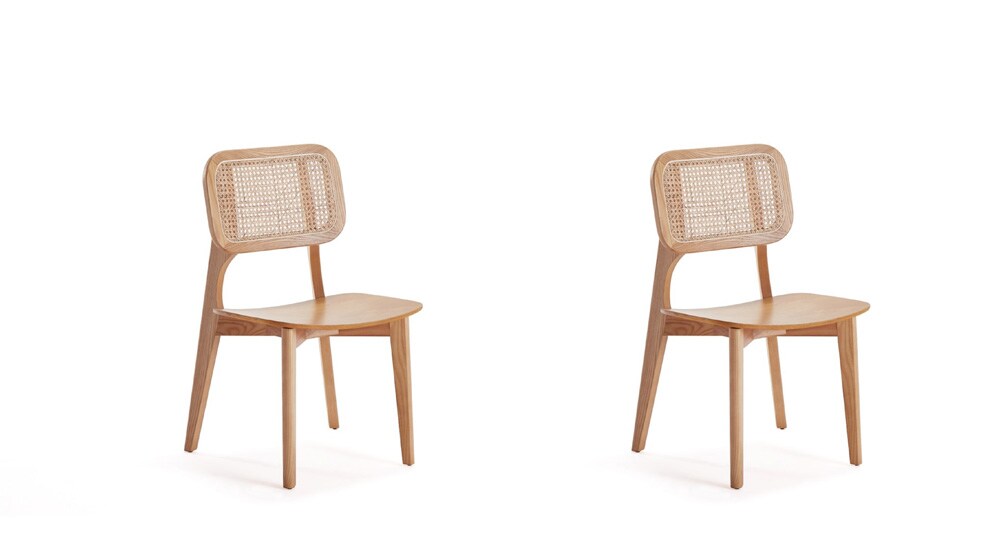 Manhattan Comfort - Versailles Rectangular Dining Chair with American Ash Wood Legs in Nature - Set of 2 - DCCA01-NA veiw 1