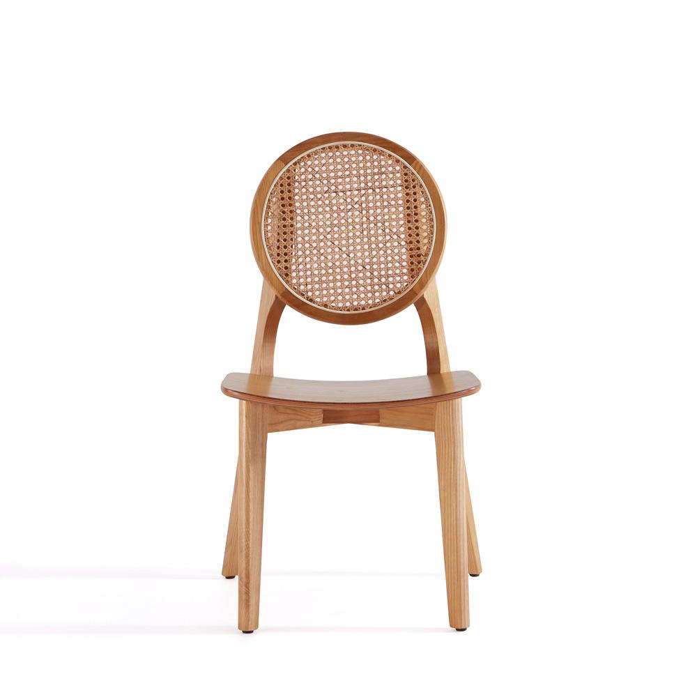 Manhattan Comfort - Versailles Round Dining Chair with American Ash Wood Legs in Nature - Set of 2 - DCCA11-NA veiw 2
