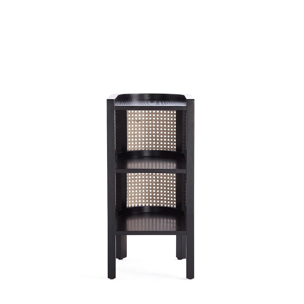 Manhattan Comfort - Versailles End Table with 4 Fixed Shelves in Black and Natural Cane - Set of 2 - 2-NSCA01-BK veiw 2