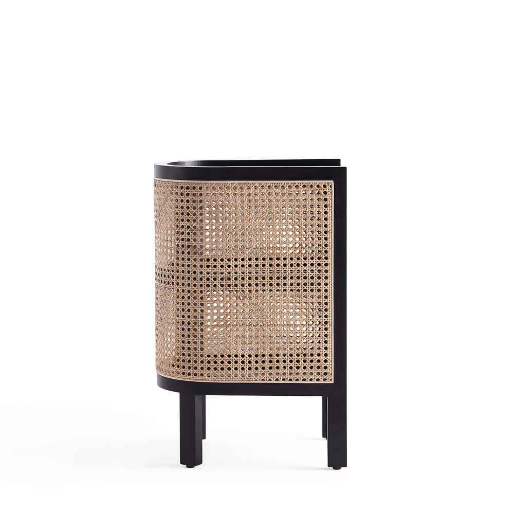 Manhattan Comfort - Versailles End Table with 4 Fixed Shelves in Black and Natural Cane - Set of 2 - 2-NSCA01-BK veiw 4