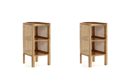 Manhattan Comfort - Versailles End Table with 4 Fixed Shelves in Nature - Set of 2 - 2-NSCA01-NA veiw 1