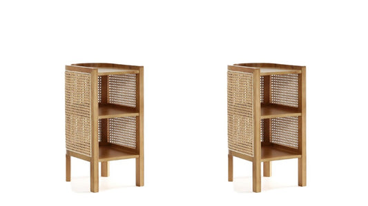 Manhattan Comfort - Versailles End Table with 4 Fixed Shelves in Nature - Set of 2 - 2-NSCA01-NA veiw 1