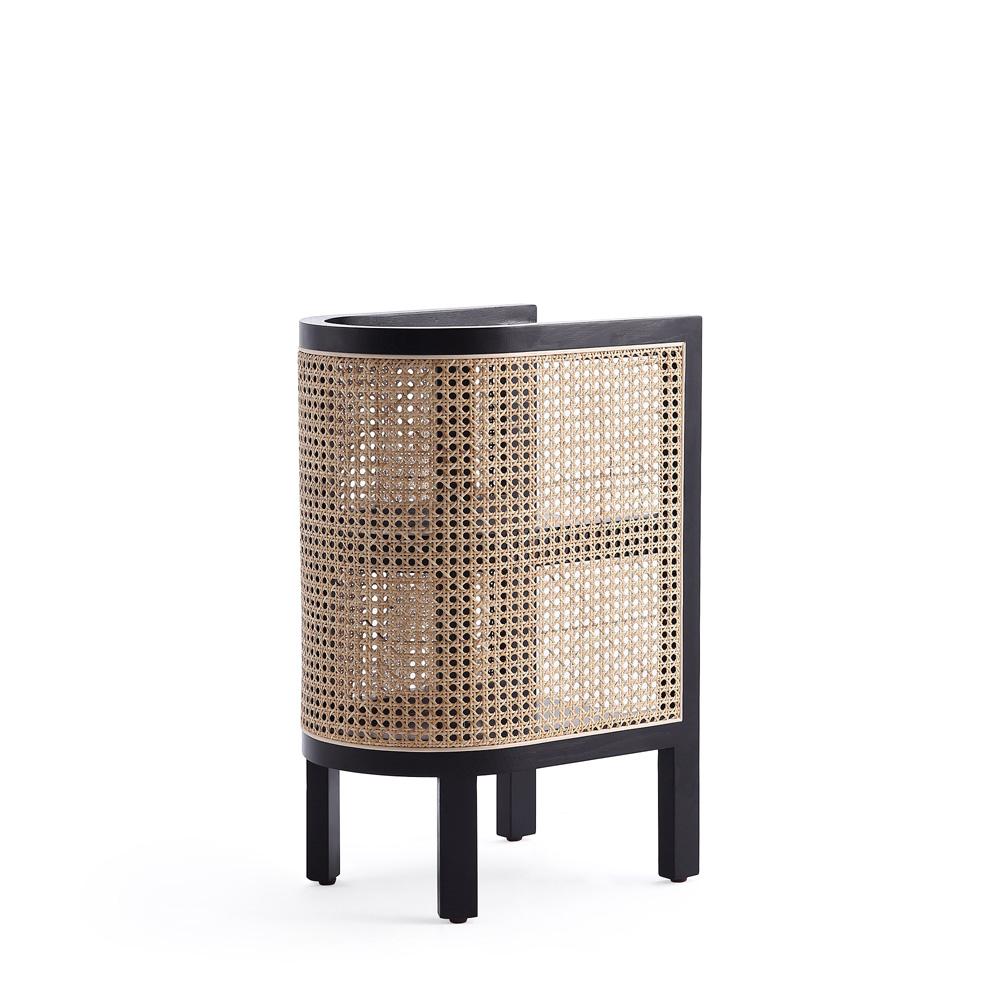 Manhattan Comfort - Versailles End Table with 2 Fixed Shelves in Black and Natural Cane - NSCA01-BK veiw 3