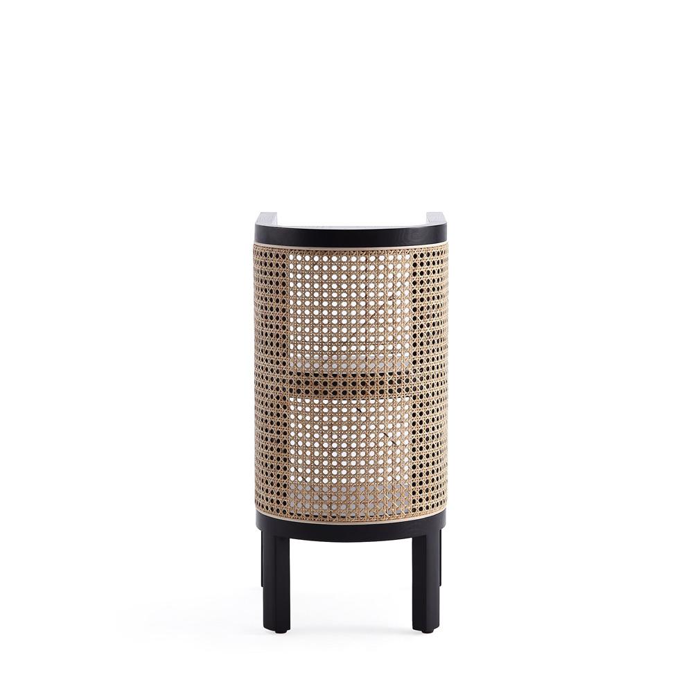 Manhattan Comfort - Versailles End Table with 2 Fixed Shelves in Black and Natural Cane - NSCA01-BK veiw 5