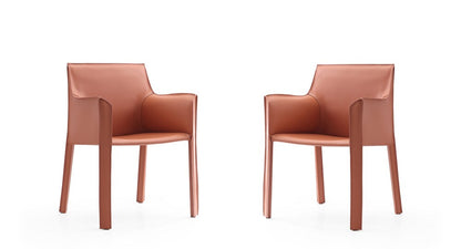 Manhattan Comfort - Vogue Faux Leather Dining Chair with Metal Legs in Clay - Set of 2 - 2-DC033-CY veiw 1