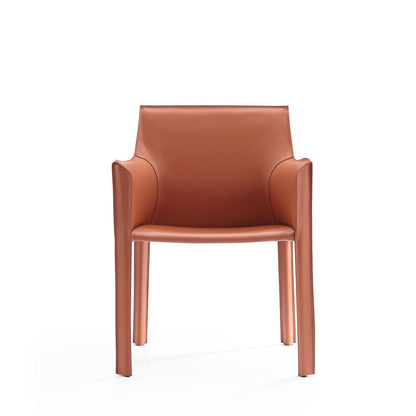 Manhattan Comfort - Vogue Faux Leather Dining Chair with Metal Legs in Clay - Set of 2 - 2-DC033-CY veiw 3