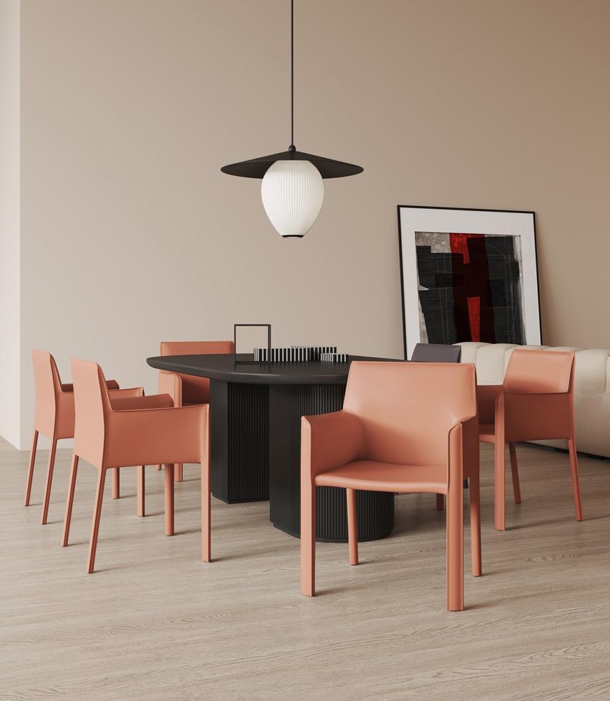 Manhattan Comfort - Vogue Faux Leather Dining Chair with Metal Legs in Clay - Set of 2 - 2-DC033-CY veiw 6