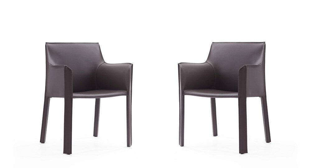 Manhattan Comfort - Vogue Faux Leather Dining Chair with Metal Legs in Grey - Set of 2 - 2-DC033-GY veiw 1
