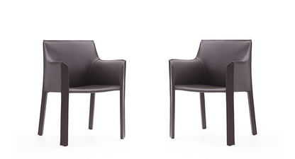 Manhattan Comfort - Vogue Faux Leather Dining Chair with Metal Legs in Grey - Set of 2 - 2-DC033-GY veiw 1