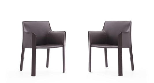 Manhattan Comfort - Vogue Faux Leather Dining Chair with Metal Legs in Grey - Set of 2 - 2-DC033-GY veiw 1