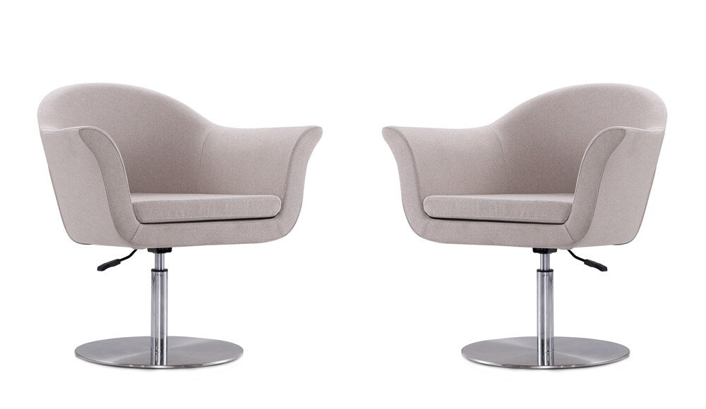 Manhattan Comfort - Voyager Woven Accent Chair with Metal Legs in Barley and Brushed Metal - Set of 2 - 2-AC051-BA veiw 1