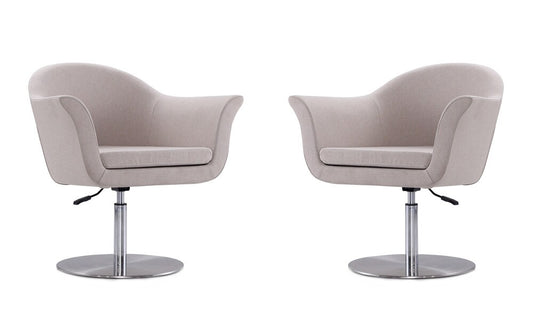Manhattan Comfort - Voyager Woven Accent Chair with Metal Legs in Barley and Brushed Metal - Set of 2 - 2-AC051-BA veiw 1