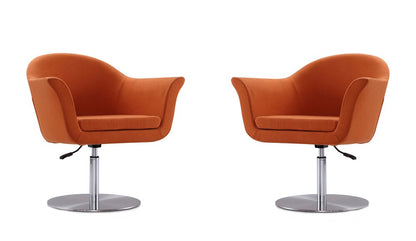 Manhattan Comfort - Voyager Woven Accent Chair with Metal Legs in Orange and Brushed Metal - Set of 2 - 2-AC051-OR veiw 1