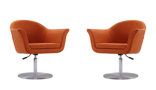 Manhattan Comfort - Voyager Woven Accent Chair with Metal Legs in Orange and Brushed Metal - Set of 2 - 2-AC051-OR veiw 1