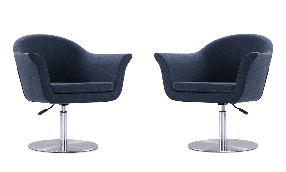 Manhattan Comfort - Voyager Woven Accent Chair with Metal Legs in Smokey Blue and Brushed Metal - Set of 2 - 2-AC051-SM veiw 1