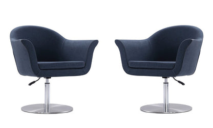 Manhattan Comfort - Voyager Woven Accent Chair with Metal Legs in Smokey Blue and Brushed Metal - Set of 2 - 2-AC051-SM veiw 1