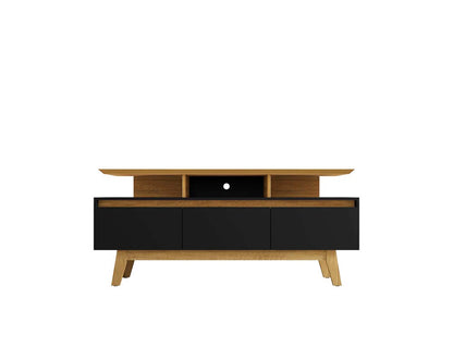 Manhattan Comfort - Yonkers 63W TV Stand with 6 Fixed Shelves Shelves in Black and Cinnamon - 233BMC82 veiw 1