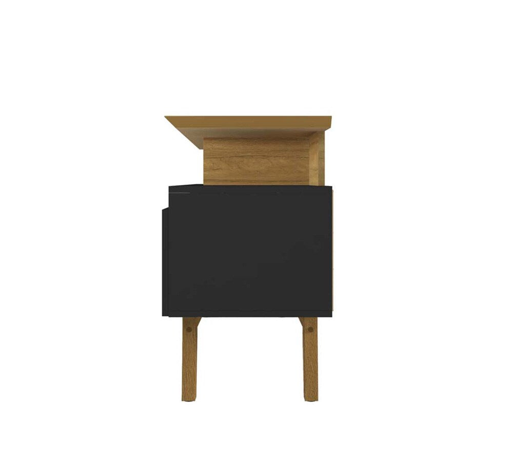 Manhattan Comfort - Yonkers 70W TV Stand with 6 Fixed Shelves Shelves in Black and Cinnamon - 234BMC82 veiw 4