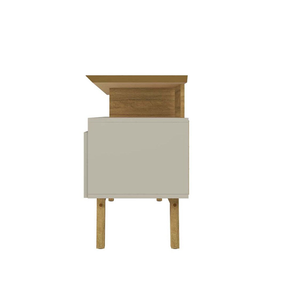 Manhattan Comfort - Yonkers 63W TV Stand with 6 Fixed Shelves Shelves in Off White and Cinnamon - 233BMC12 veiw 4