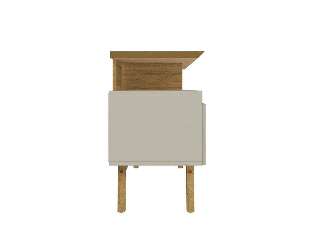 Manhattan Comfort - Yonkers 63W TV Stand with 6 Fixed Shelves Shelves in Off White and Cinnamon - 233BMC12 veiw 5