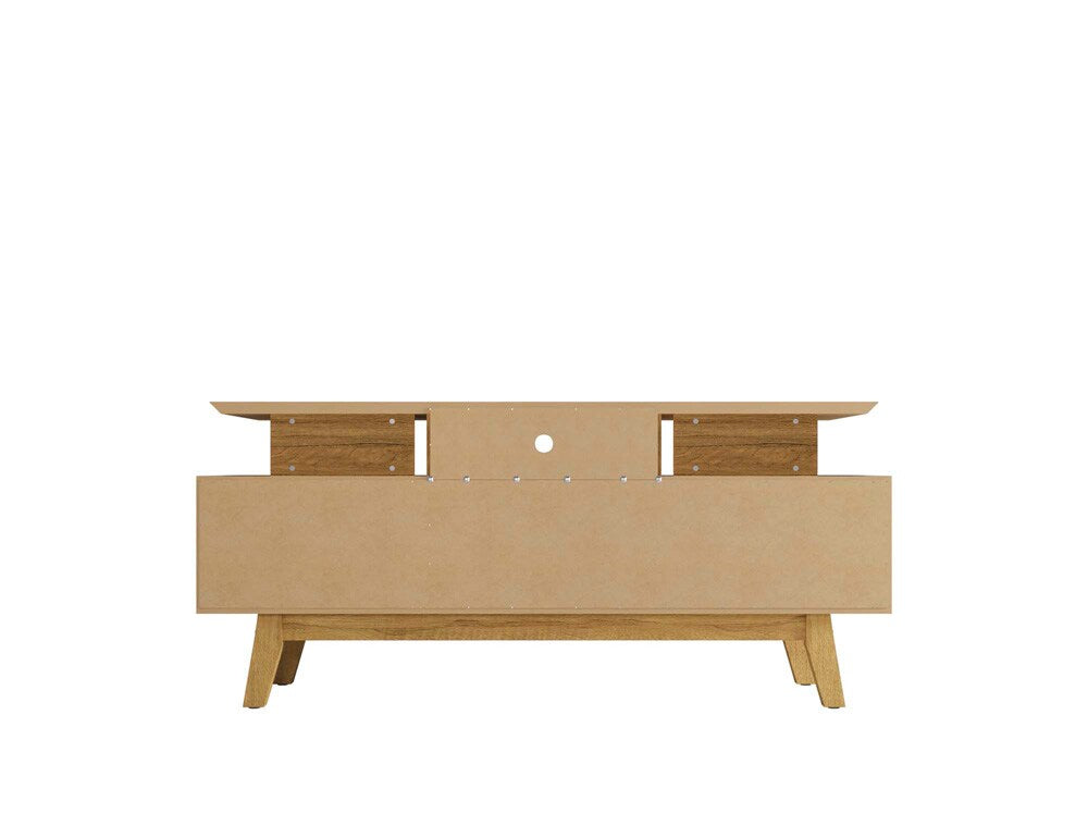 Manhattan Comfort - Yonkers 63W TV Stand with 6 Fixed Shelves Shelves in Off White and Cinnamon - 233BMC12 veiw 7