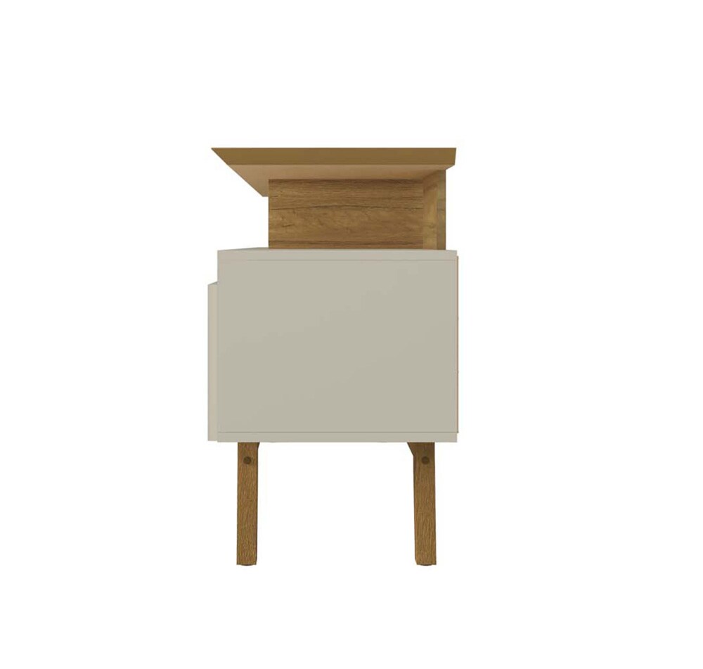Manhattan Comfort - Yonkers 70W TV Stand with 6 Fixed Shelves Shelves in Off White and Cinnamon - 234BMC12 veiw 4