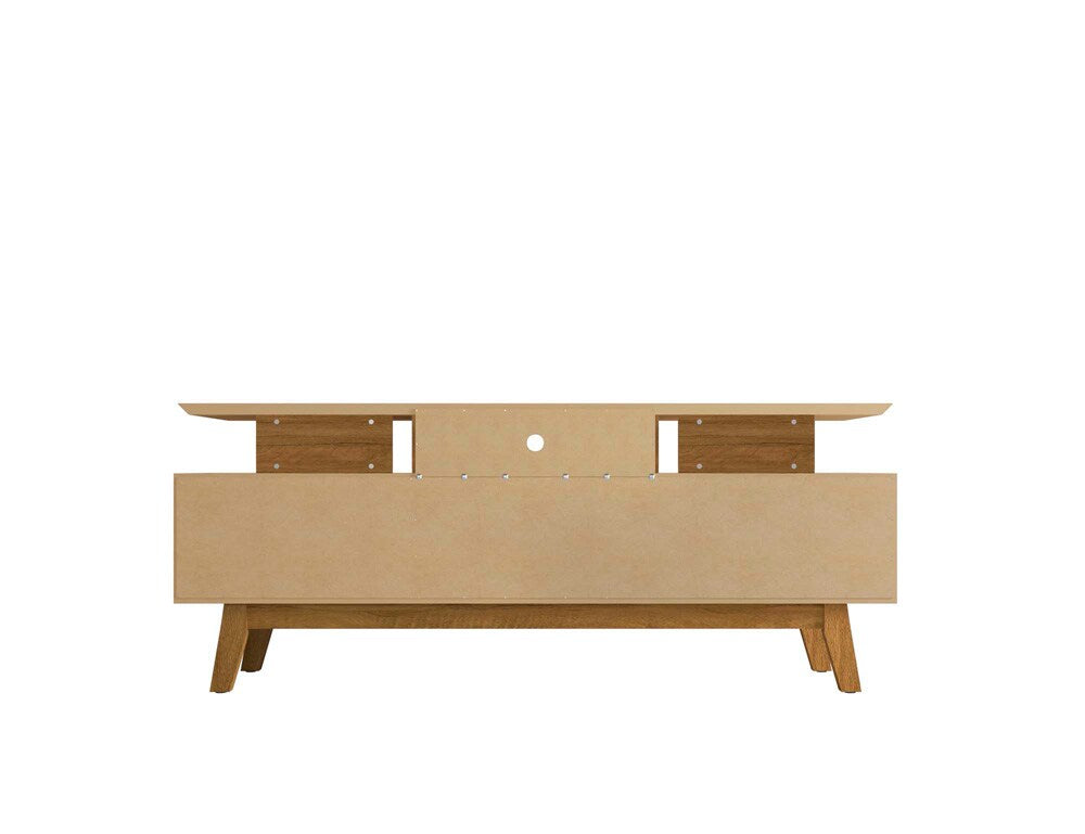 Manhattan Comfort - Yonkers 70W TV Stand with 6 Fixed Shelves Shelves in Off White and Cinnamon - 234BMC12 veiw 7