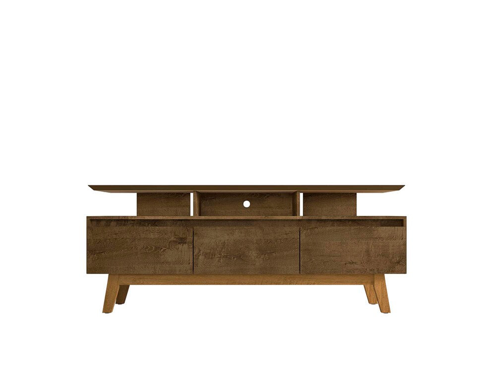 Manhattan Comfort - Yonkers 70W TV Stand with 6 Fixed Shelves Shelves in Rustic Brown - 234BMC9 veiw 1