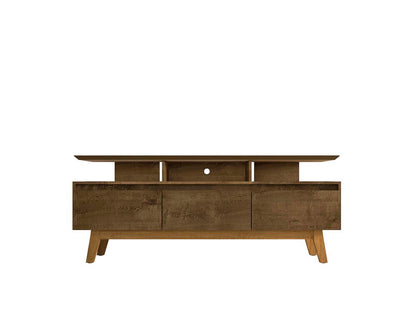 Manhattan Comfort - Yonkers 70W TV Stand with 6 Fixed Shelves Shelves in Rustic Brown - 234BMC9 veiw 1