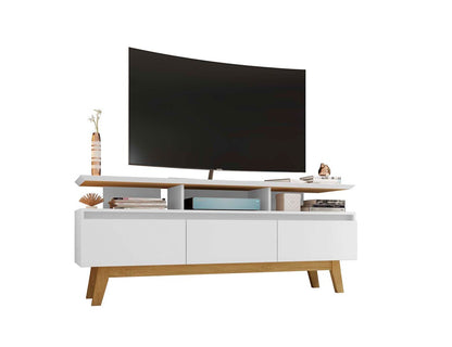Manhattan Comfort - Yonkers 63W TV Stand with 6 Fixed Shelves Shelves in White - 233BMC6 veiw 3
