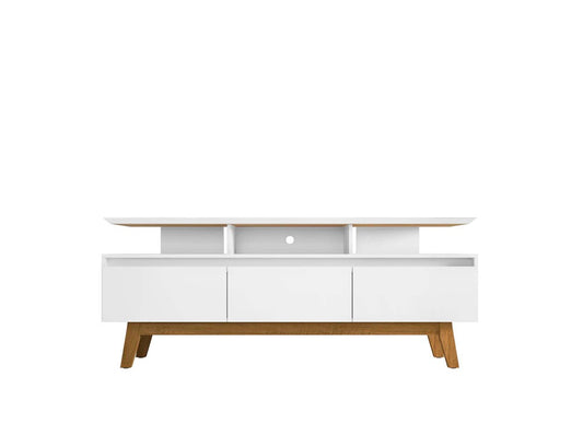 Manhattan Comfort - Yonkers 70W TV Stand with 6 Fixed Shelves Shelves in White - 234BMC6 veiw 1