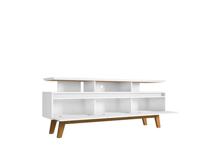 Manhattan Comfort - Yonkers 70W TV Stand with 6 Fixed Shelves Shelves in White - 234BMC6 veiw 2