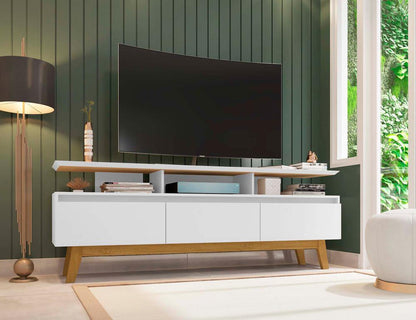 Manhattan Comfort - Yonkers 70W TV Stand with 6 Fixed Shelves Shelves in White - 234BMC6 veiw 8