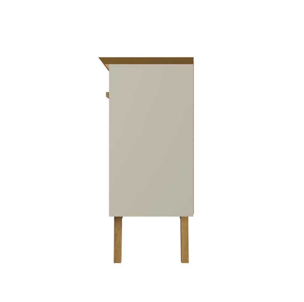 Manhattan Comfort - Yonkers Sideboard / Buffet Stand with 4 Fixed Shelf Shelves in Off White and Cinnamon - 232BMC12 veiw 4