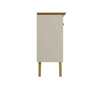 Manhattan Comfort - Yonkers Sideboard / Buffet Stand with 4 Fixed Shelf Shelves in Off White and Cinnamon - 232BMC12 veiw 5