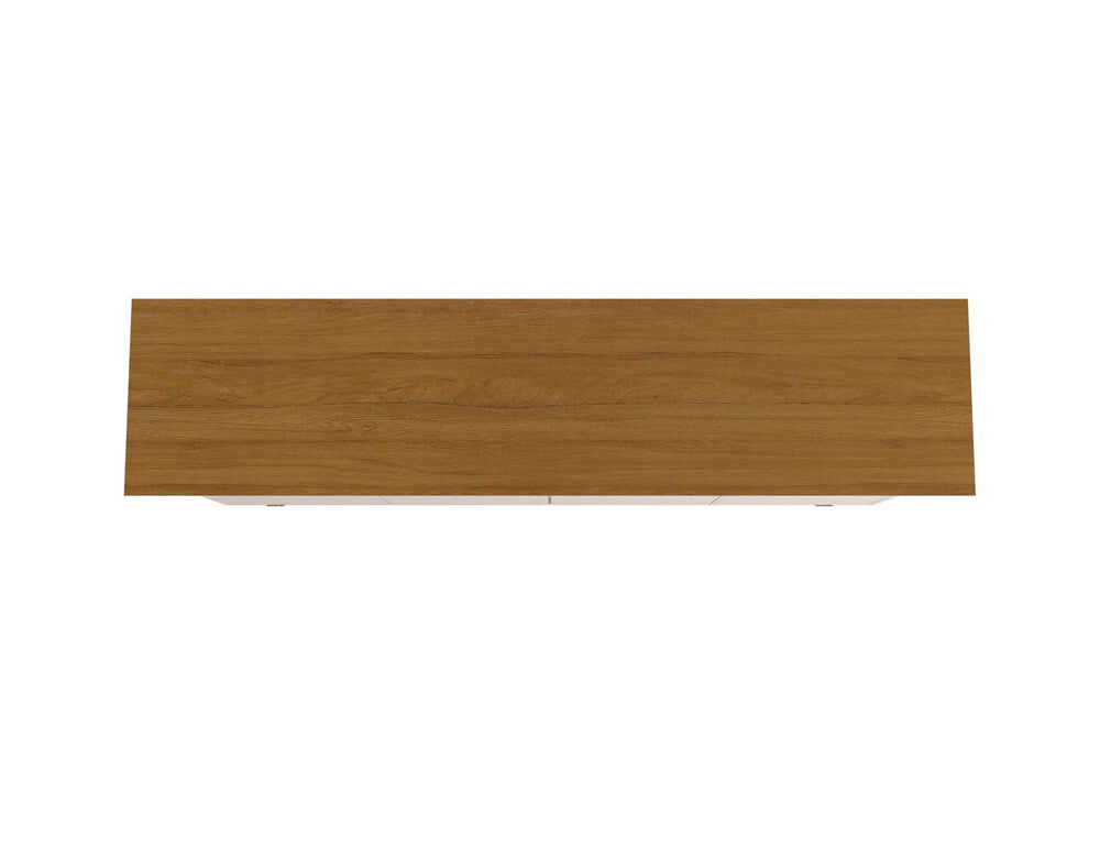 Manhattan Comfort - Yonkers Sideboard / Buffet Stand with 4 Fixed Shelf Shelves in Off White and Cinnamon - 232BMC12 veiw 6