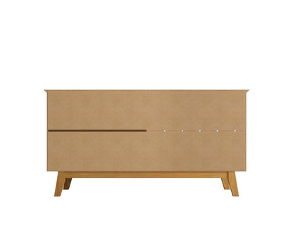 Manhattan Comfort - Yonkers Sideboard / Buffet Stand with 4 Fixed Shelf Shelves in Off White and Cinnamon - 232BMC12 veiw 7